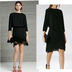Reiss Marie Lace Hem Dress, black, size 4